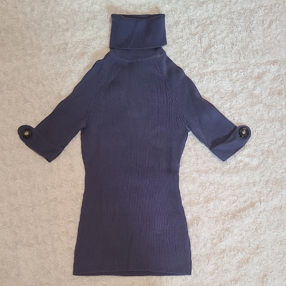 Moda International Ribbed Short-Sleeved Turtleneck